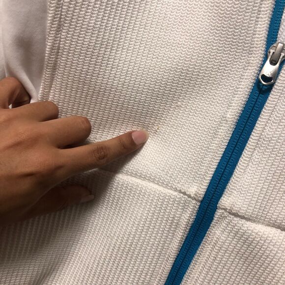 spyder jacket large core white women's sweater knit full zip fitted blue g1 - Picture 12 of 13